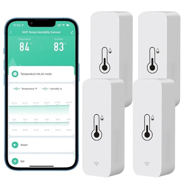 4 X Tuya Wifi Temperatur- och Fuktighetssensor Inomhustermometer Hygrometer - FF - 4 4