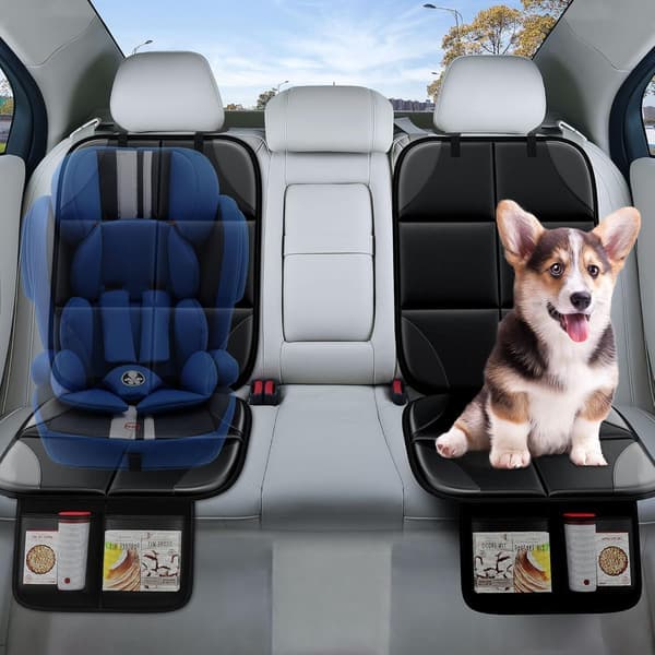 2-pack skyddsmattor för barnstolar, ISOFIX-kompatibel bas för barnstolar, med halkskyddsfunktion, bilstolsskydd