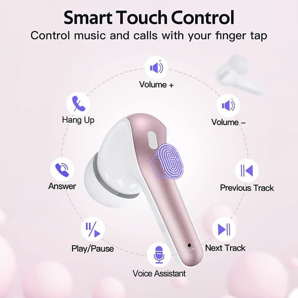 Trådløse hovedtelefoner med mikrofon og touch-kontrol pink