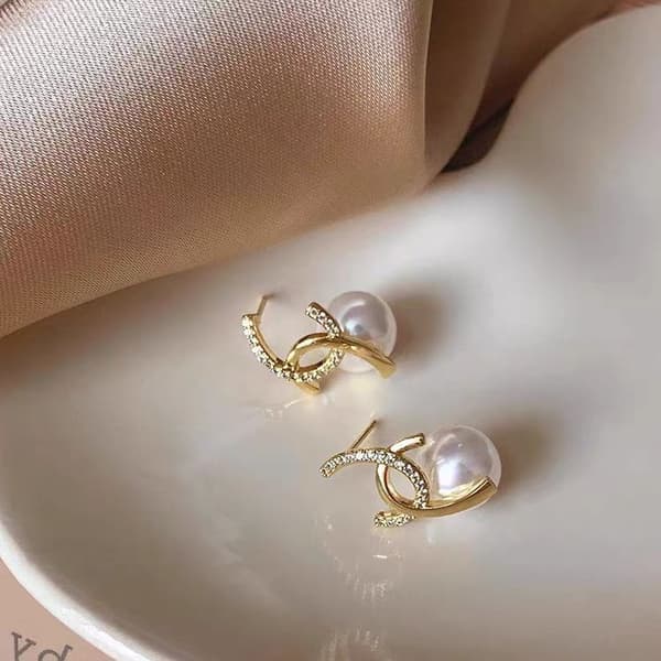 C Bokstav Örhängen Diamant Pärlörhängen Cc Klassiska Presenter Stil 3 Style 3