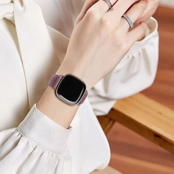 Elastiske nylonremme kompatible med Fitbit Versa 4/Versa 3/Sense 2/Sense - 3-pak