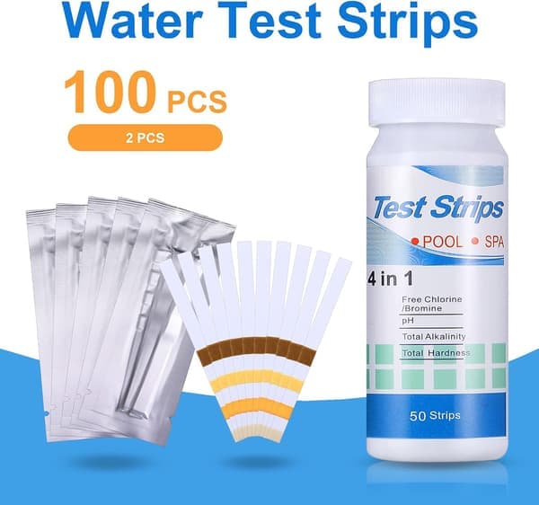 100 pH-testpinde til boblebad, 4-i-1 testpinde til pool og spa til omhyggelig vandtest af pH, 2-pak