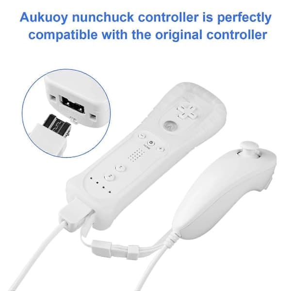 Wii Nunchuk Controller 2-pak, Joystick Game Controller kompatibel med Nintendo Wii og Wii U