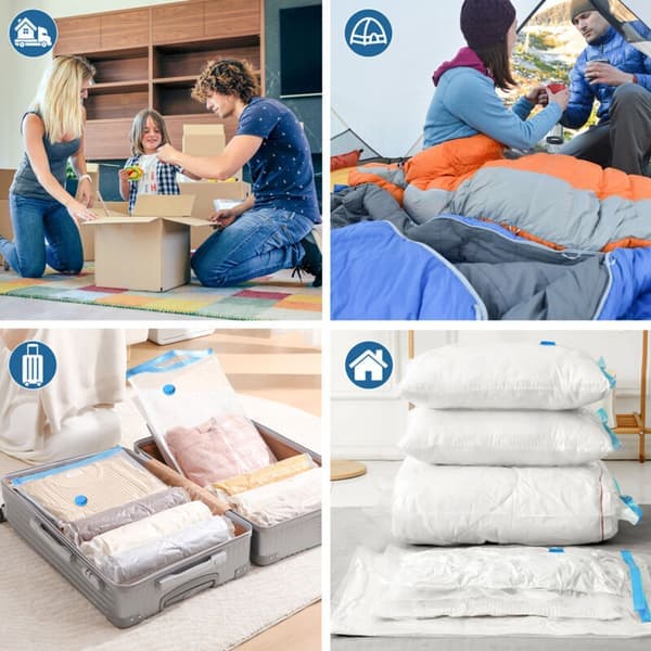 Set med 20 pumpvakuumförpackningar, återanvändbart reseöverdrag för klädkomprimering