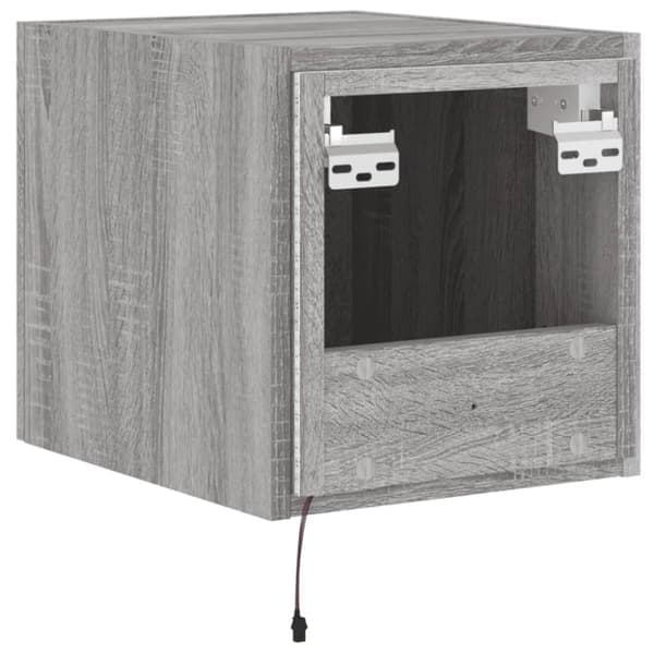 Väggmonterad TV-bänk LED grå sonoma 30,5x35x30 cm