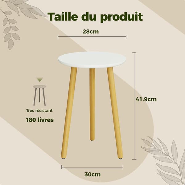 Runt växtstativ i trä för inomhusbruk, \"Mid Century\" bord 42 cm