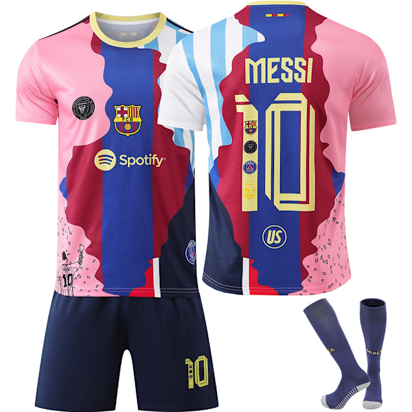2526 Barcelona minnes-Messi 10 Argentina retro fotbollströja, tillgänglig i storlekar för både barn och vuxna. No.10 MESSI 22