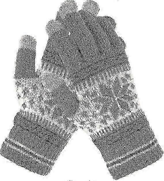 1 par vinter touch screen handsker sne blomst tryk vinter tykke strikkede handsker teksting vanter varme touchscreen vanter