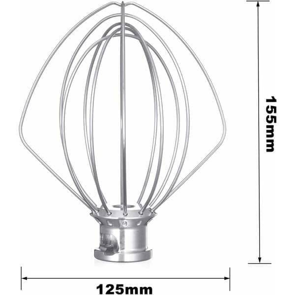 Vinklet piskeris i rustfrit stål til KitchenAid K45WW WP9704329 køkkenmaskine tilbehør