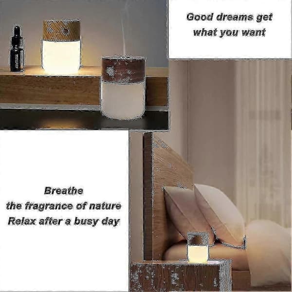 LED natlampe træ aromaterapi natlampe hjem aromaterapi lampe med justering af lysstyrke