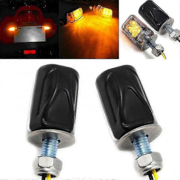 2 stk. 12v Mini 6 Led Motorcykel Blinklys Blinklys Pære Sort