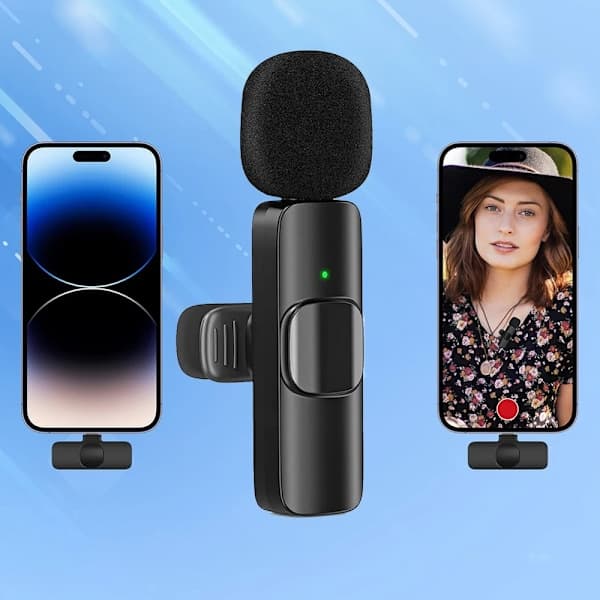 2-pak Lavalier Mikrofon til Mobile Enheder, Trådløs, USB-C, Sort