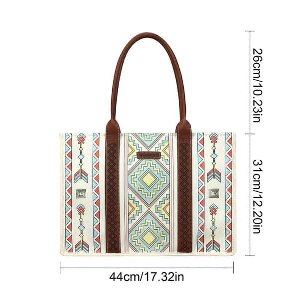 Wrangler Mulepose Western Tasker til Kvinder Skuldertaske Boho Aztec Håndtasker 100% Ny Beige Blå L