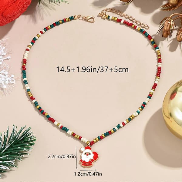Fargerikt perlekjede Elegant julepynt for kvinner med festlige perleanheng Christmas ring