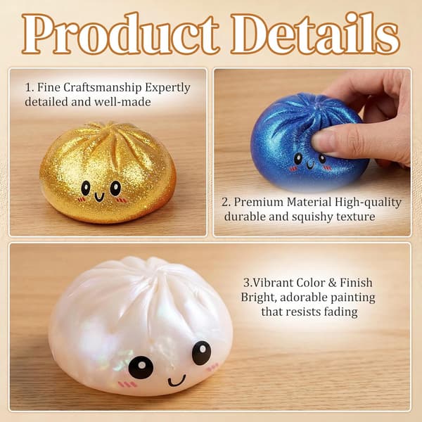 Blinkende Dumpling Squishy Legetøj med Æske, Lysende Stressaflastende Klemmelegetøj (Blå) robin blue