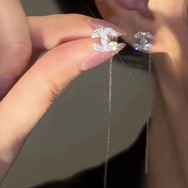C-bokstav örhängen Diamant Pärlörhängen Cc Klassiska Presenter Stil 2 Style 2