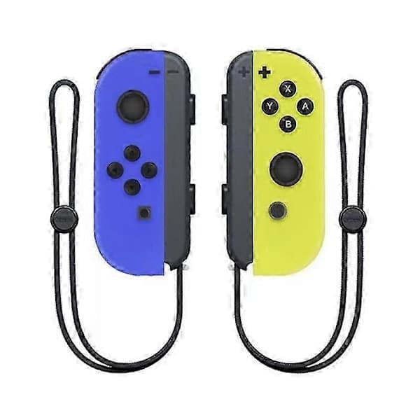 Joycon trådlös handkontroll för Nintendo Switch, stöder väckningsfunktion, vänster-höger fjärrkontroll med handtagsrem blå gul Blue Yellow