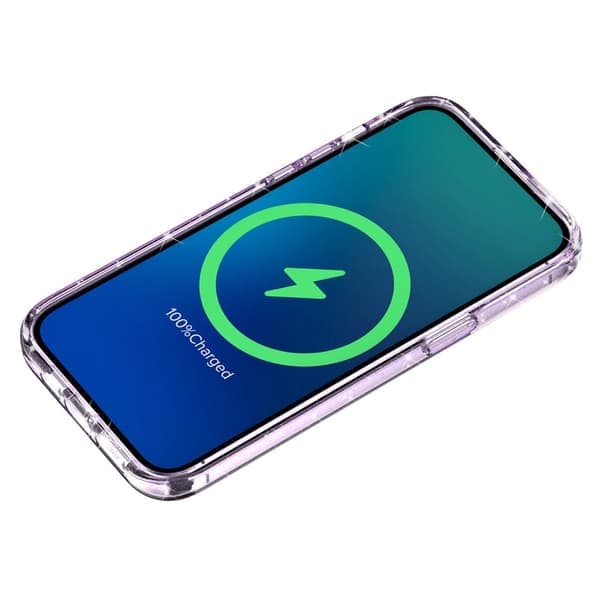Glitter MagSafe Skal iPhone 14 Transparent Lilla