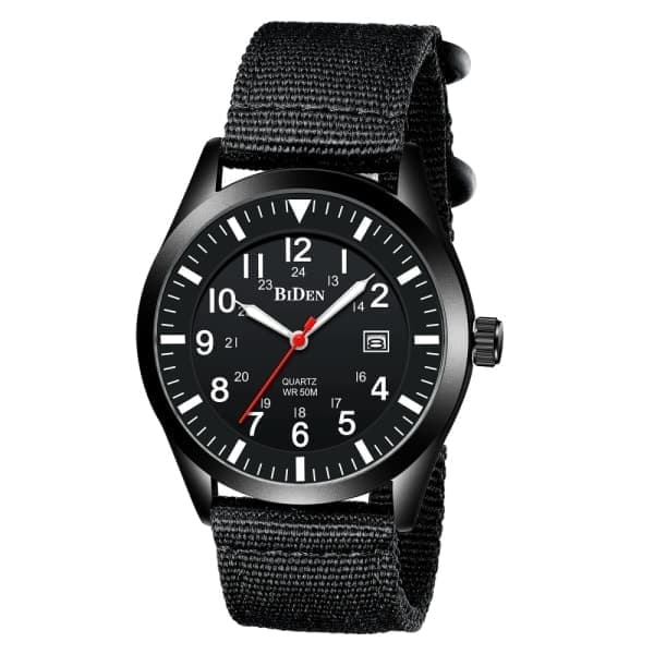 Analogt Quartz Ur Militærur til Mænd Vandtætte Armbåndsure Dato (Sort Urkasse Sort Skive Sort