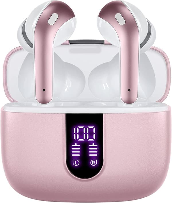 Trådløse hodetelefoner med mikrofon og berøringskontroll rosa