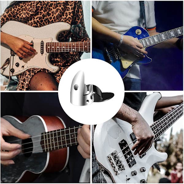 12 Justerbara Gitarrplektrum - 8 Rostfritt Stål + 4 Plast Tumplektrum för Akustisk & Elgitarr