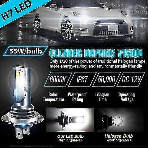 4x H7 LED frontlyktsett Hellight/Halflight 220W 60000lm Super Sterk 6000k Hvit-FA