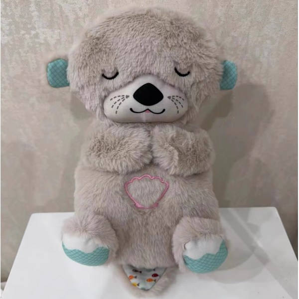 Søvnåndende bamse, angstlindring, pustebamsen, baby sovedukker barn dukke beroligende bamse plussleker dark grey