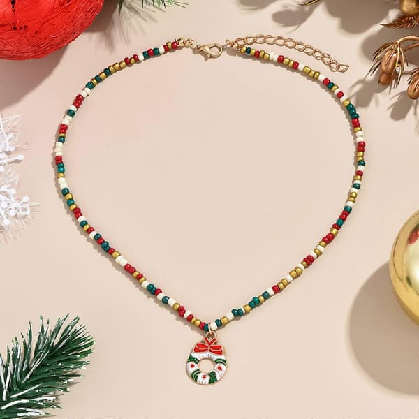 Fargerikt perlekjede Elegant julepynt for kvinner med festlige perleanheng Christmas snowman