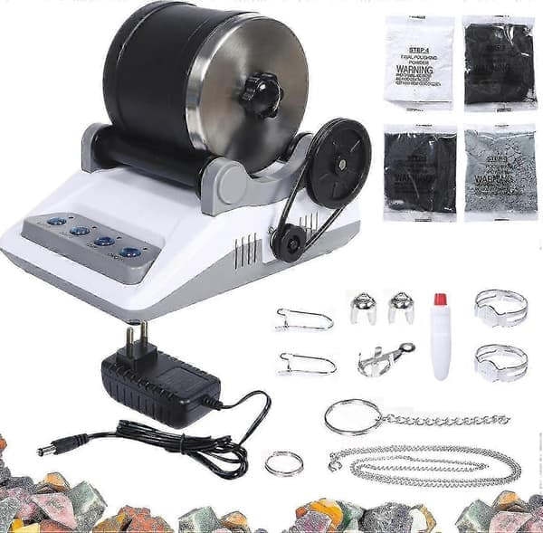 Stenpoleringsset, professionellt stenkoppset, polermaskin, stenpolerare, stenslip, 7-dagars timer, 4 poleringspulver '-OP