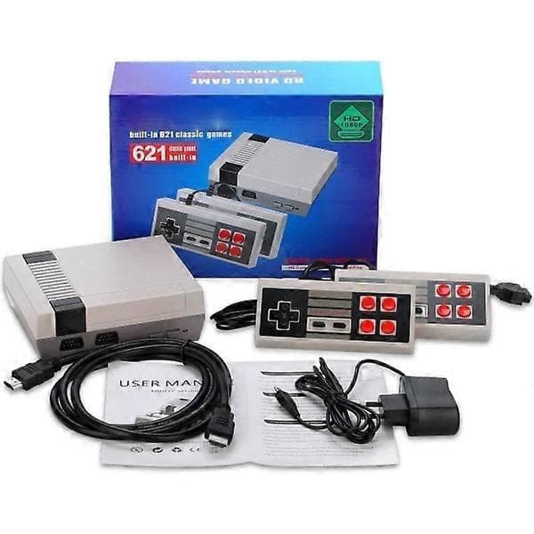 Videospilkonsol med digital HDMI-tilslutning og 621 retrospil