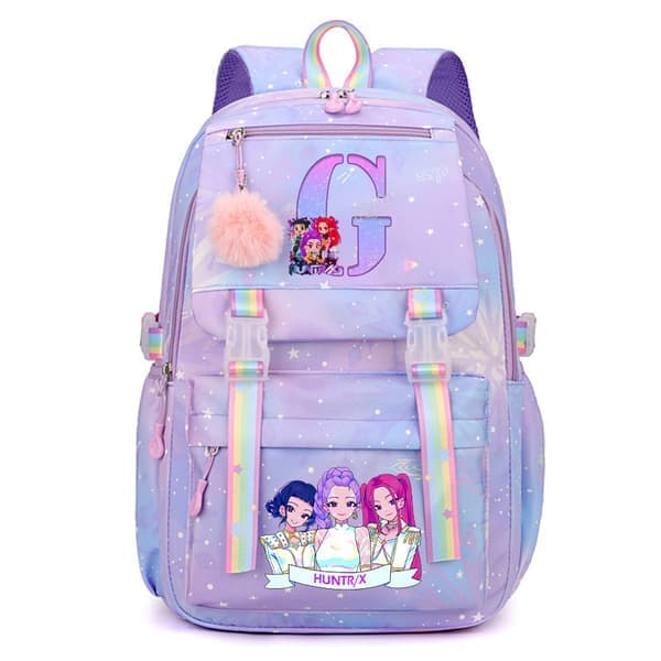 Kpop Demon Hunters Ryggsäck med tryckt bokstav, Casual Stor Ryggsäck EE E 44*30*22cm E
