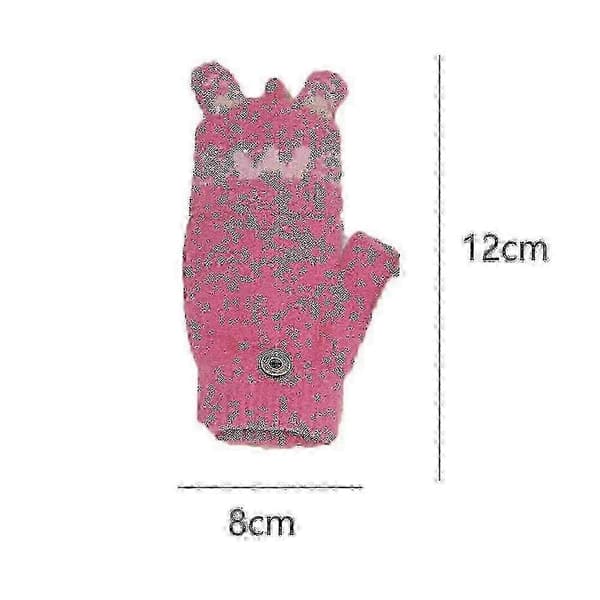 Barn Fingerlösa Stickade Konvertibla Vantar Halvfinger Vantar Banmo