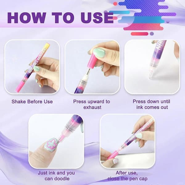 12 Nail Art Pennmarkörset 0.5 mm Fin Spets för Exakt Graffititeckning
