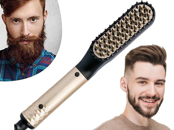 Skægbørste med varme - Fladbørste - Platto damp til skæg og hår hvid
