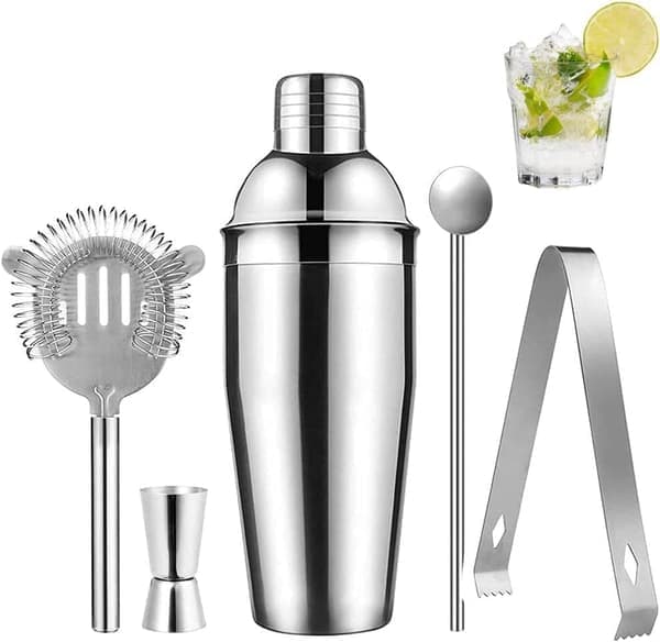 Cocktail-setti - Ruostumaton teräs hopea 5 osaa
