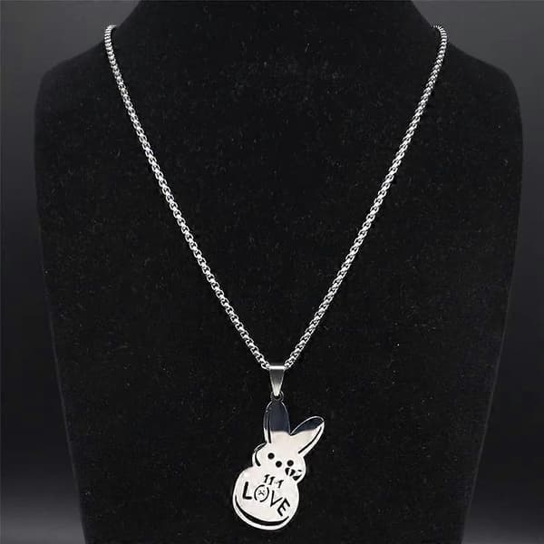 Kpop Lil Peep Sad Rabbit Love Vedhæng Halskæde, Par Rustfrit Stål Kæde Smykker Gave ring