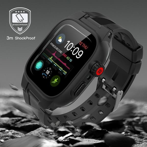 ShellBox-ranneke Apple Watch 44mm vedenpitävä musta