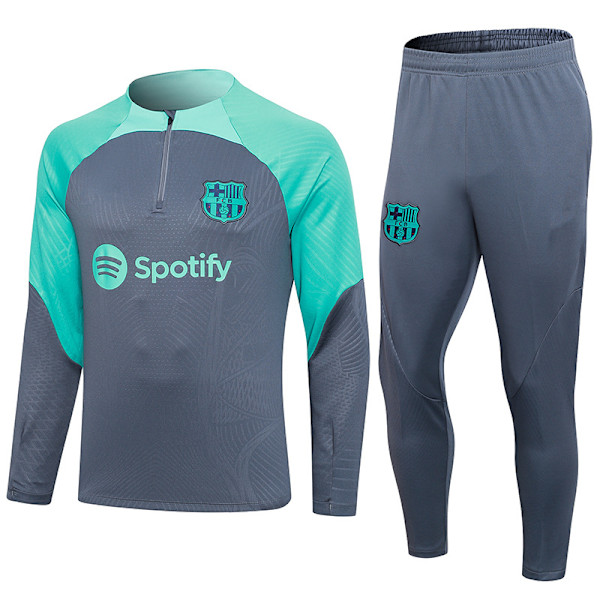 2425 Höst/Vinter Fotbollsträningsuniformer Vuxna och Barns Set Före Match Fotbollströjor Grey XL