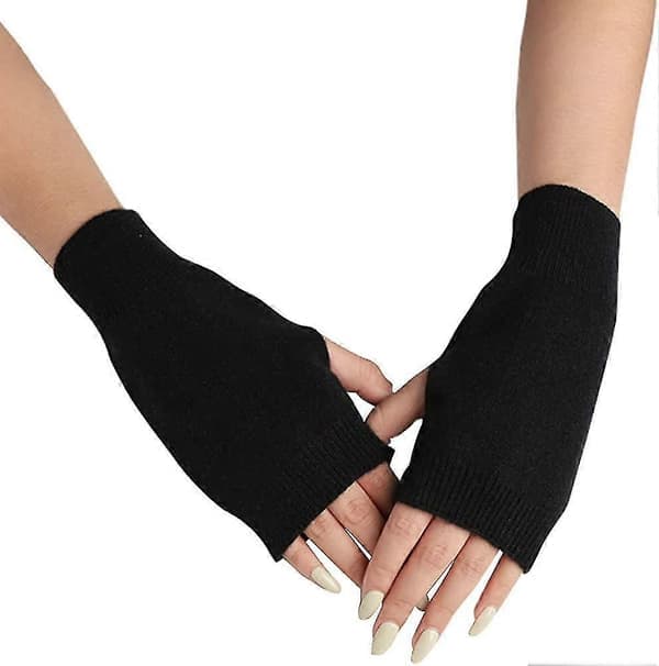 Fingervantar i kashmir. Handledsvärmare med tumhål, varma halvfingervantar, vinterpresent
