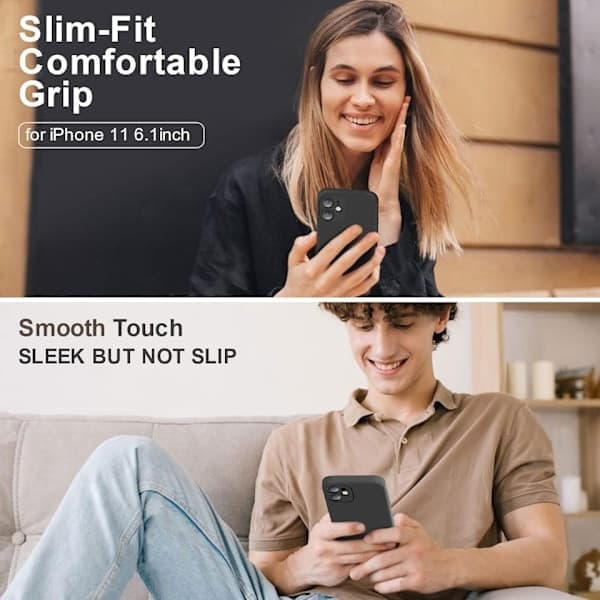 Iphone 11 Mat Sort Cover - Ekstra Kamerabeskyttelse