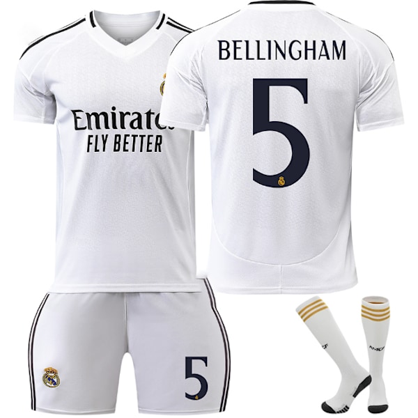 2425 Real Madrid fotbollströja nr 7 Vinicius 5 Bellingham nr 9 Mbappe och andra vuxna och barns fotbollströjset No.5 BELLINGHAM S