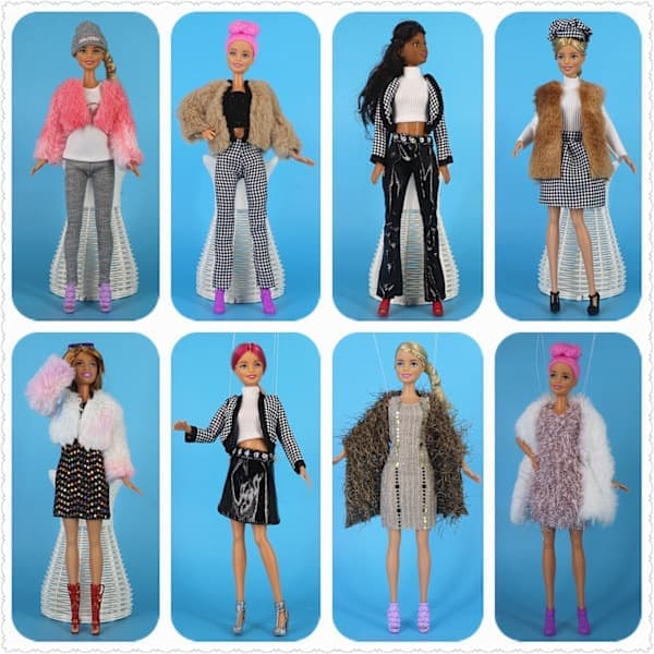 30 cm Barbie dockkläder, trendig tröja, jacka och sjal