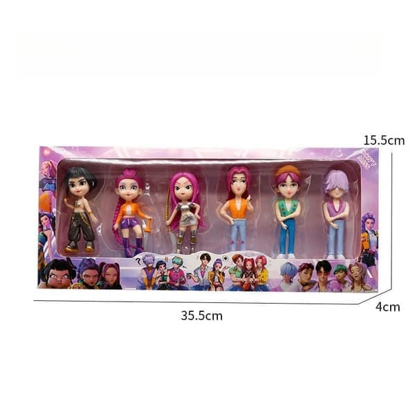 6 K-POP Demon Hunters Actionfigurer - Supersøde koreanske idol-samlerfigurer, perfekte til dukkehus-tilbehør C C