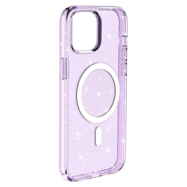 Glitter MagSafe-kuori iPhone 14 läpinäkyvä lila