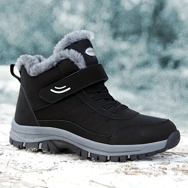 Vinterskor i bomull för män och kvinnor, vinterboots för snö, plyschfoder, halkfria och varma, tjocka och plyschfodrade varma promenadskor Black 41