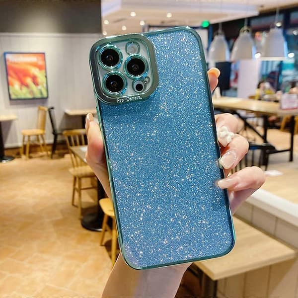 iPhone 12 Pro Glitter Luksus Deksel - Søtt Fleksibelt Plating Deksel, Kamerabeskyttelse, Støtsikkert, Motedesign for Kvinner og Menn Green standard
