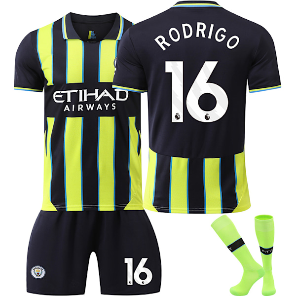 2425 Manchester City udebanetrøje nr. 9 Haaland, nr. 17 De Bruyne og andre fodboldsæt til voksne og børn No.16 RODRIGO 28