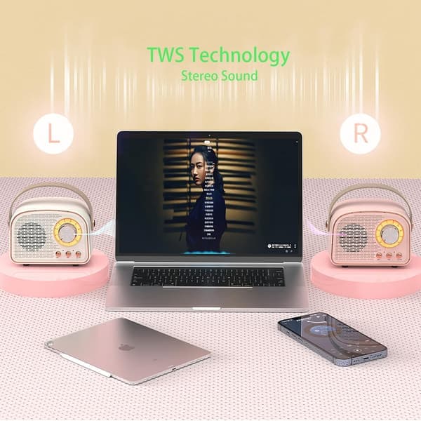 Retro Bluetooth-högtalare, trådlös klassisk högtalare, trådlös bärbar Bluetooth för utomhusbruk, stöder TWS-parning, U-disk, TF-kort, AUX