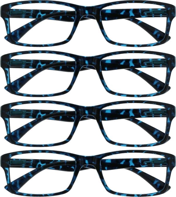 Company Blue Turtle Readers Value 4-pack Designer Style Herr Dam RRR92-3+2.50 Blue Turtle Shell Blue Turtle Shell Blue Tortoiseshell Blue Blue Tortoiseshell +2.50 Magnification