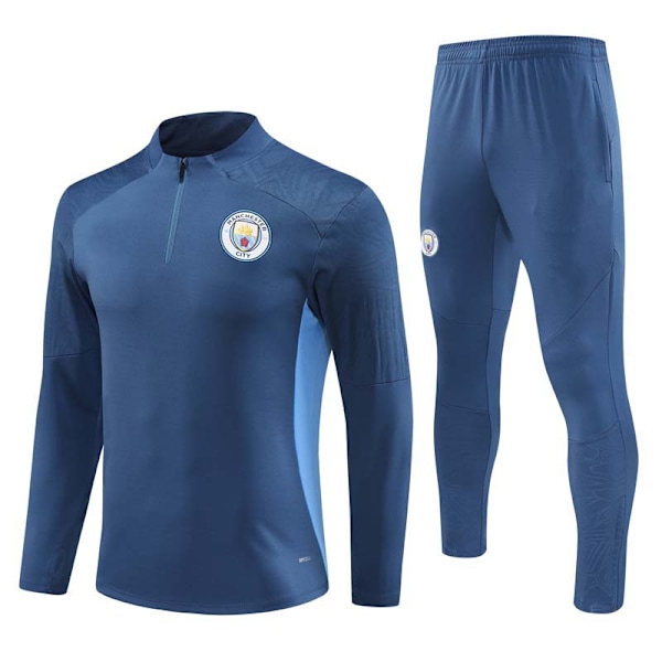 2024 Manchester City Ny Fotballdrakt Lang Ermetreningsett for Voksne og Barn Royal blue XL